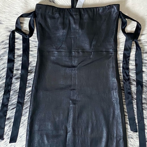 RTA “JULIENNE” OFF-SHOULDER LEATHER MINI DRESS, SZ 2 BLACK NWT! - Picture 11 of 12